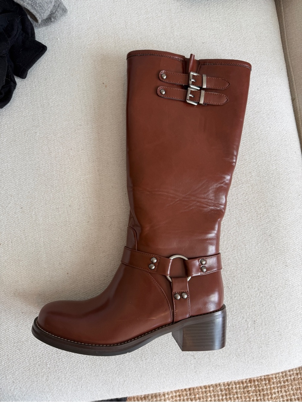 Brown Leather Motorcycle Boot - Women